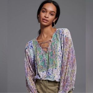 By Anthropologie Odetta Embroidered Top XSP Fits Small NWT